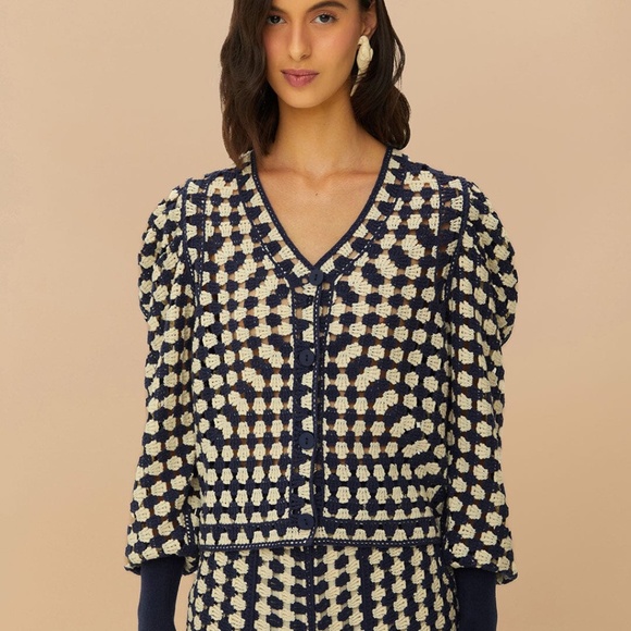 Blue & White Crochet Cardigan - Picture 1 of 1